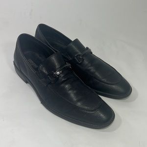 Mens 10.5 Black Pressed Leather Dress Loafers